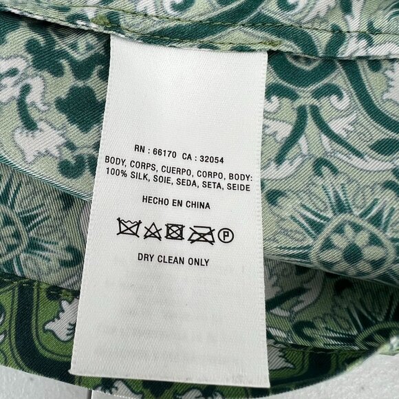 Nieves Lavi 100% Silk Dress Size 8 Green Geometric Print Shift Tunic FLAWED - Picture 7 of 12